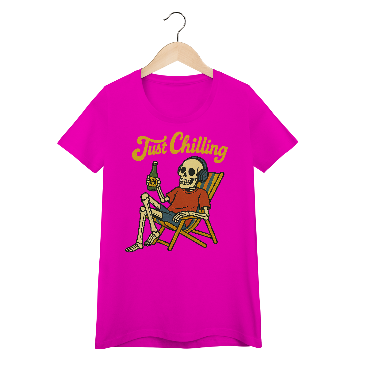 Nome do produto: Baby Look Caveira Just Chilling - Modelo 1