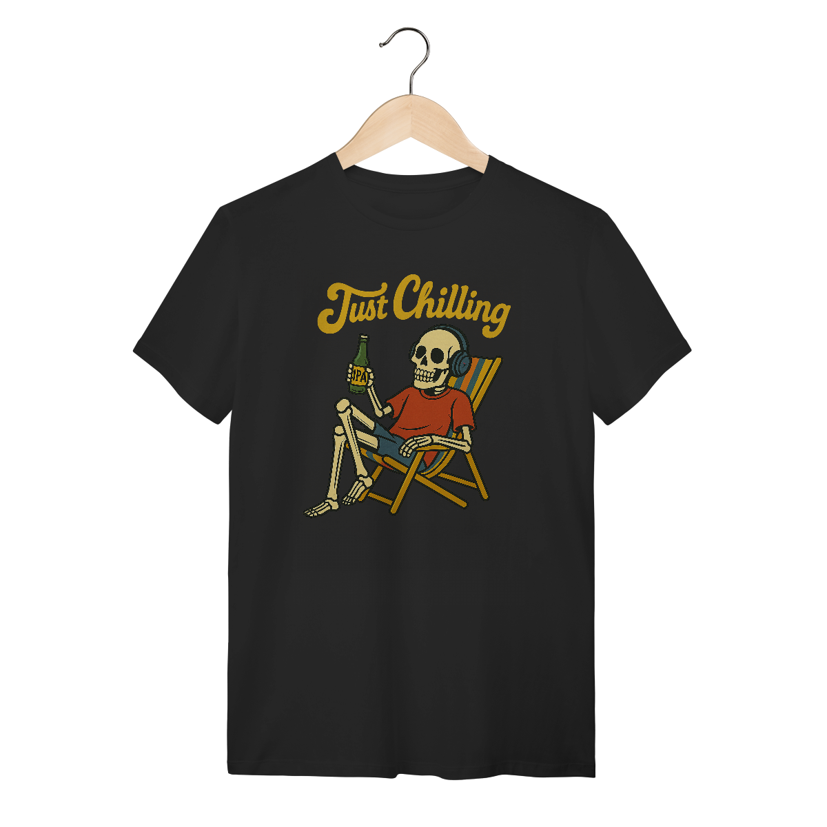 Nome do produto: Camiseta Caveira Just Chilling - Modelo 1