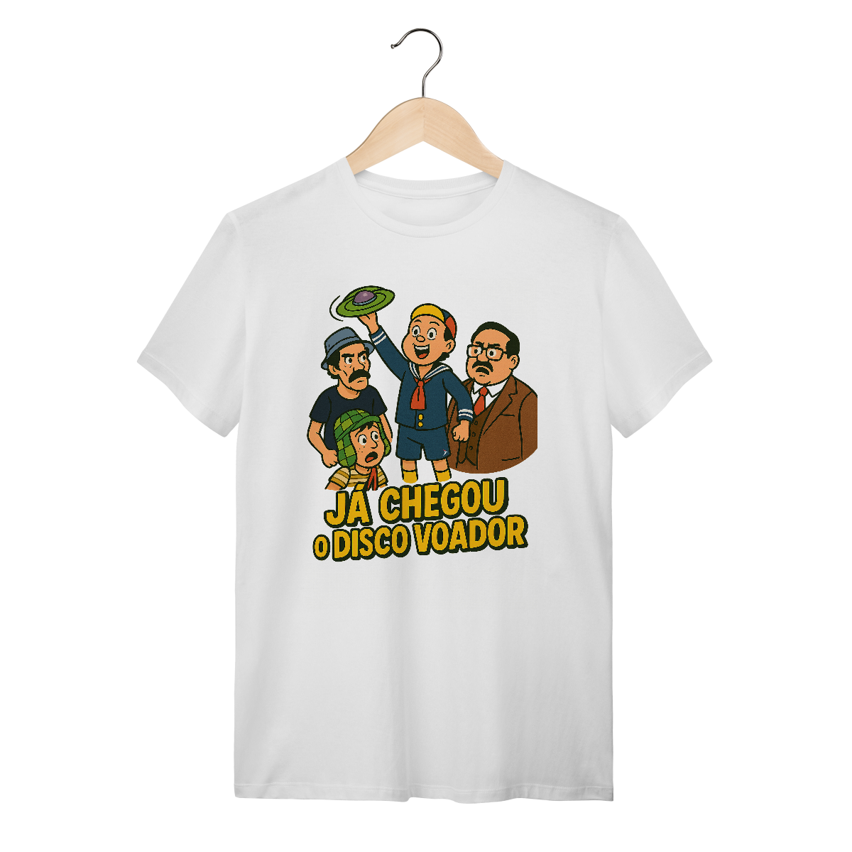 Nome do produto: Camiseta Chaves Modelo 1 - Já Chegou o Disco Voador