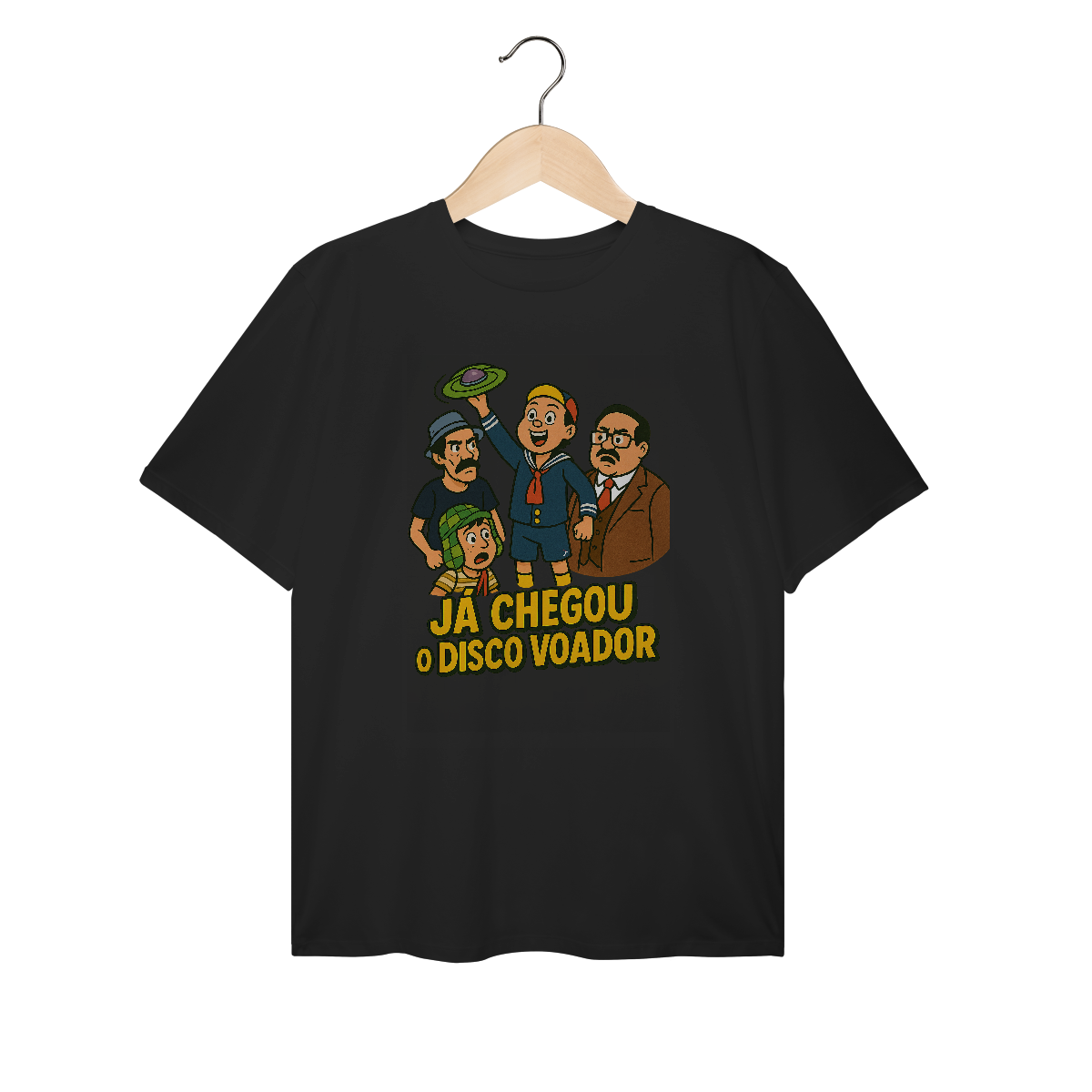 Nome do produto: Camiseta Plus Size Chaves Modelo 1 - Já Chegou o Disco Voador
