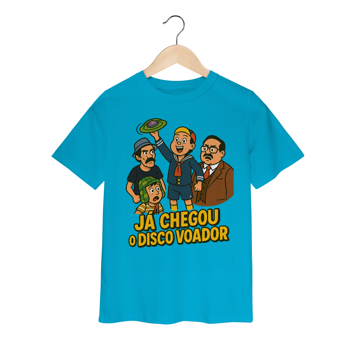 Nome do produto: Camiseta Infantil Chaves Modelo 1 - Já Chegou o Disco Voador