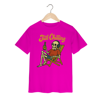 Nome do produto Camiseta Infantil Caveira Just Chilling - Modelo 1