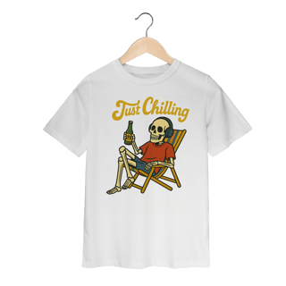 Nome do produto Camiseta Infantil Caveira Just Chilling - Modelo 1