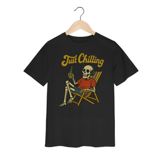 Nome do produto Camiseta Infantil Caveira Just Chilling - Modelo 1