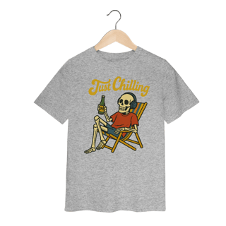 Nome do produto Camiseta Infantil Caveira Just Chilling - Modelo 1
