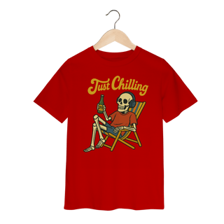 Nome do produto Camiseta Infantil Caveira Just Chilling - Modelo 1