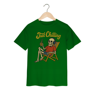 Nome do produto Camiseta Infantil Caveira Just Chilling - Modelo 1