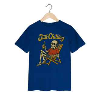 Nome do produto Camiseta Infantil Caveira Just Chilling - Modelo 1