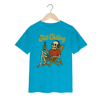 Nome do produto Camiseta Infantil Caveira Just Chilling - Modelo 1