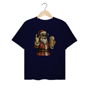 Nome do produto Camiseta Plus Size Natal Modelo 4 - Papai Noel Bebendo Cerveja
