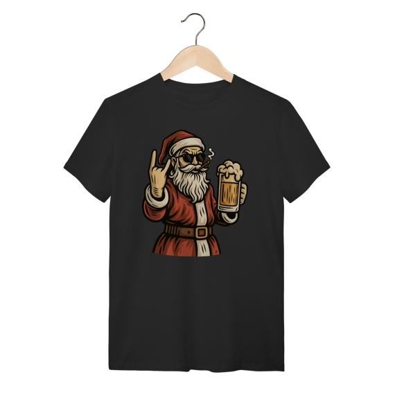 Camiseta Natal Modelo 4 - Papai Noel Bebendo Cerveja