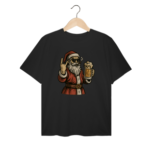 Nome do produto Camiseta Plus Size Natal Modelo 4 - Papai Noel Bebendo Cerveja