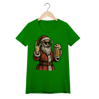 Nome do produto Baby Look Natal Modelo 4 - Papai Noel Bebendo Cerveja