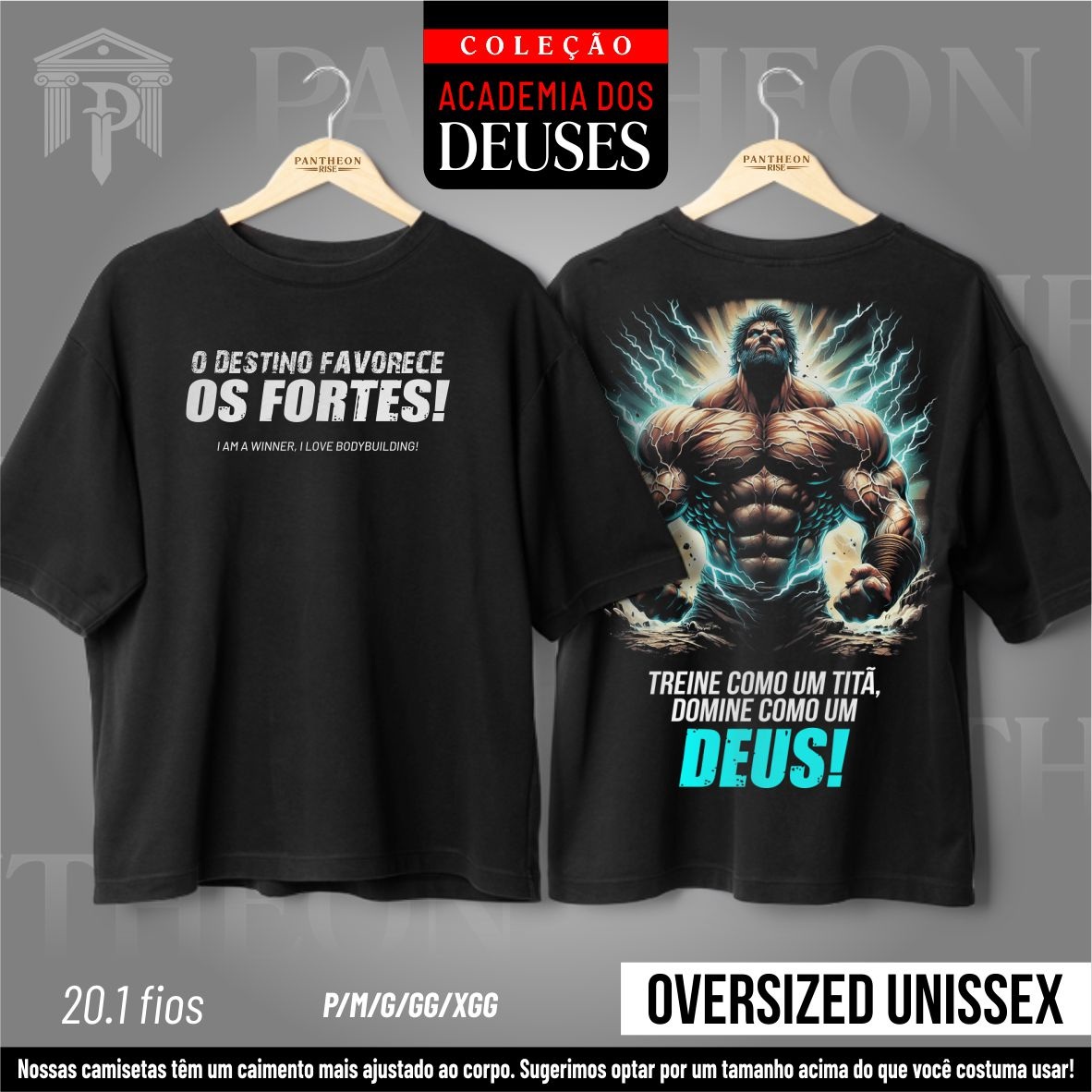 Nome do produto: Oversized Unissex - Treine como um titã, Domine como um Deus!