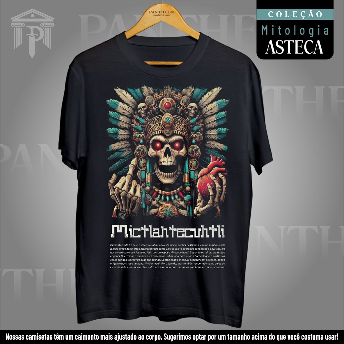 Nome do produto: Camiseta Unissex - Deus Mictlantecuhtli (Mitologia Asteca)