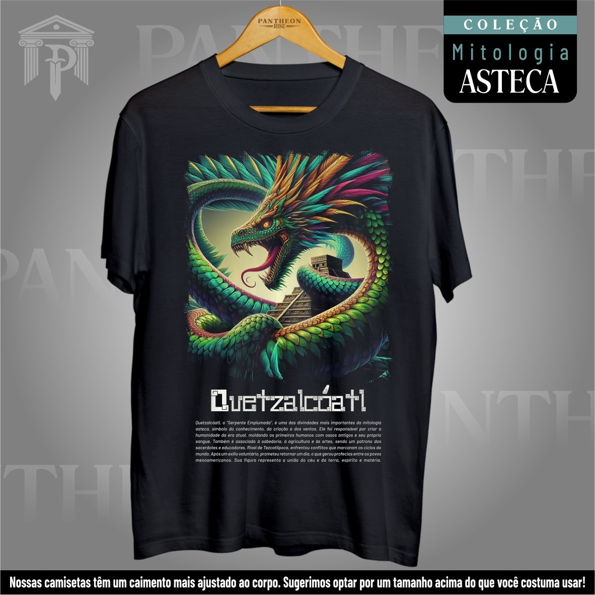 Nome do produto: Camiseta Unissex - Deus Quetzalcóatl (Mitologia Asteca)