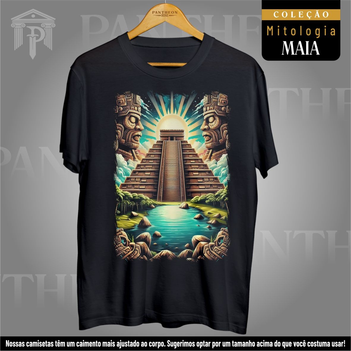 Nome do produto: Camiseta Unissex - Pirâmide 03 (Mitologia Maia)