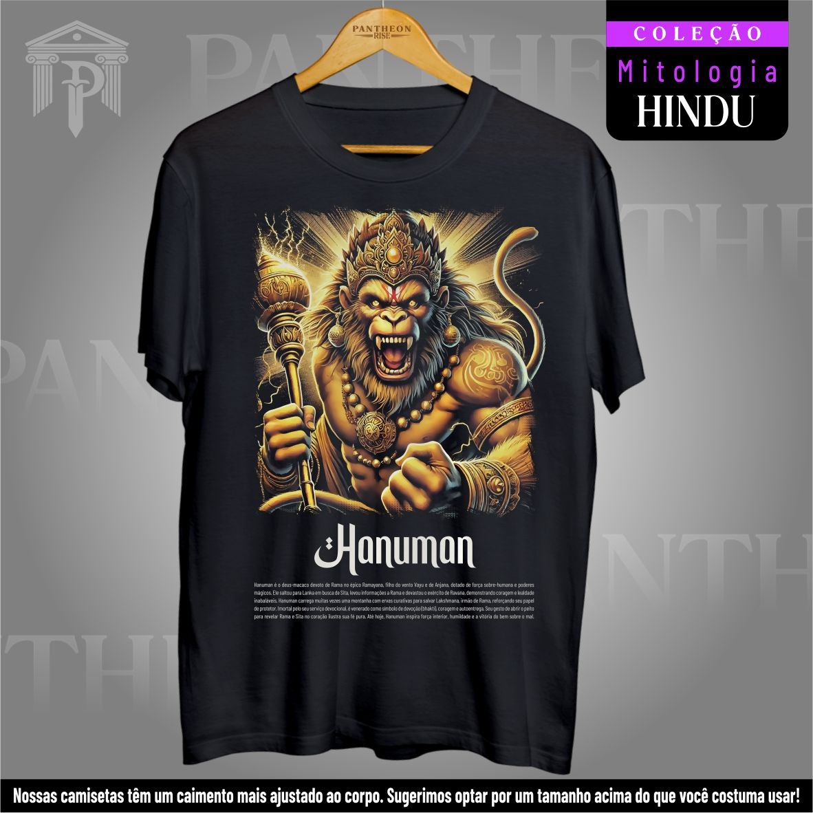 Nome do produto: Camiseta Unissex - Deus Hanuman (Mitologia Hindu)