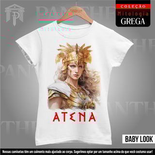 Baby Look Branca - Deusa Atena (Mitologia Grega)