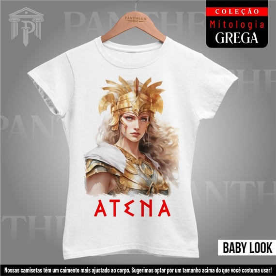 Baby Look Branca - Deusa Atena (Mitologia Grega)