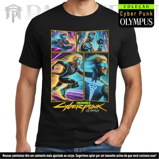 Nome do produto Camiseta Unissex - Panteão Cyberpunk (Hermes)