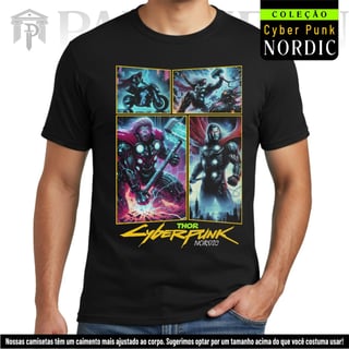 Nome do produto Camiseta Unissex - Panteão Cyberpunk (Thor)