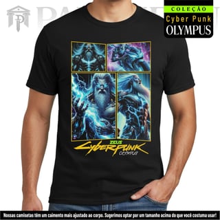 Nome do produto Camiseta Unissex - Panteão Cyberpunk (Zeus)