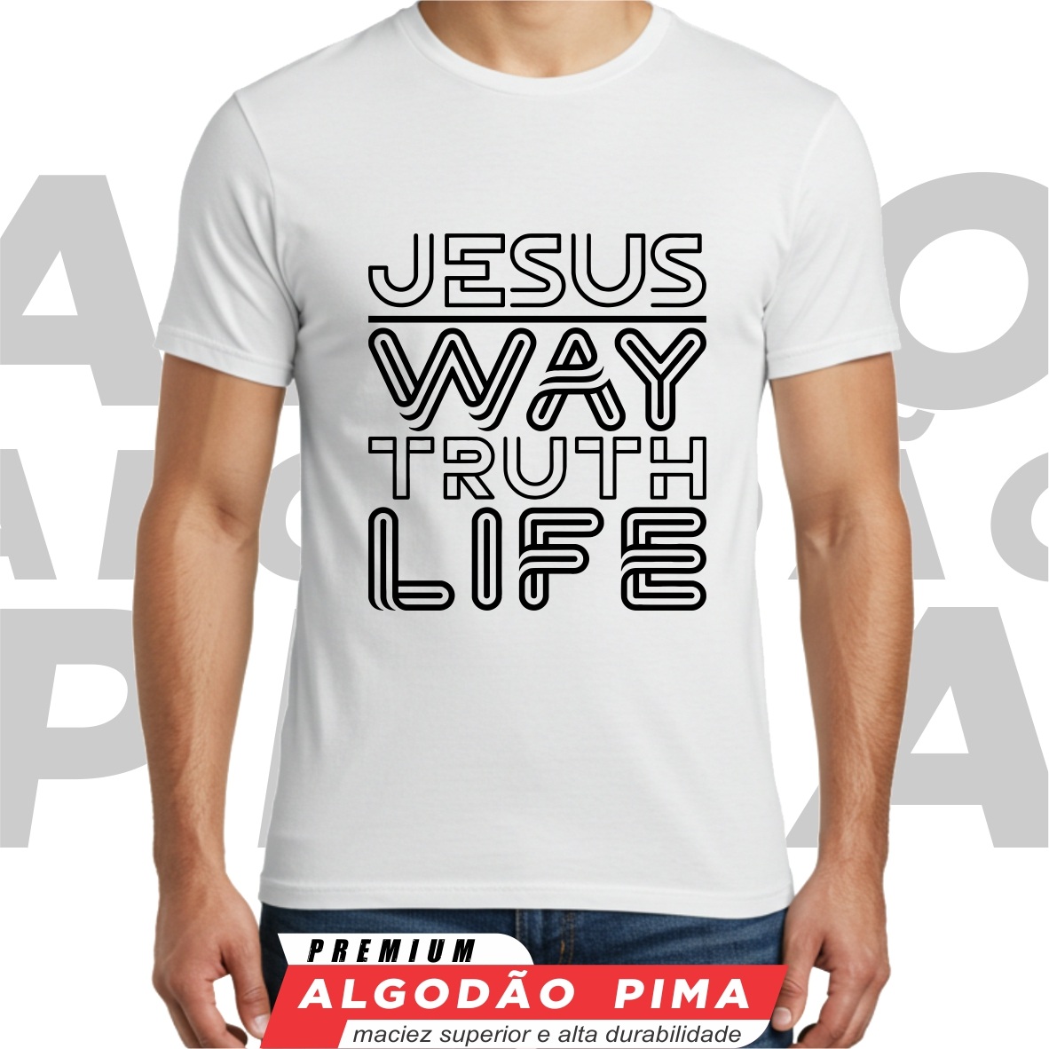 Nome do produto: Camiseta - Jesus: Caminho, Verdade e Vida