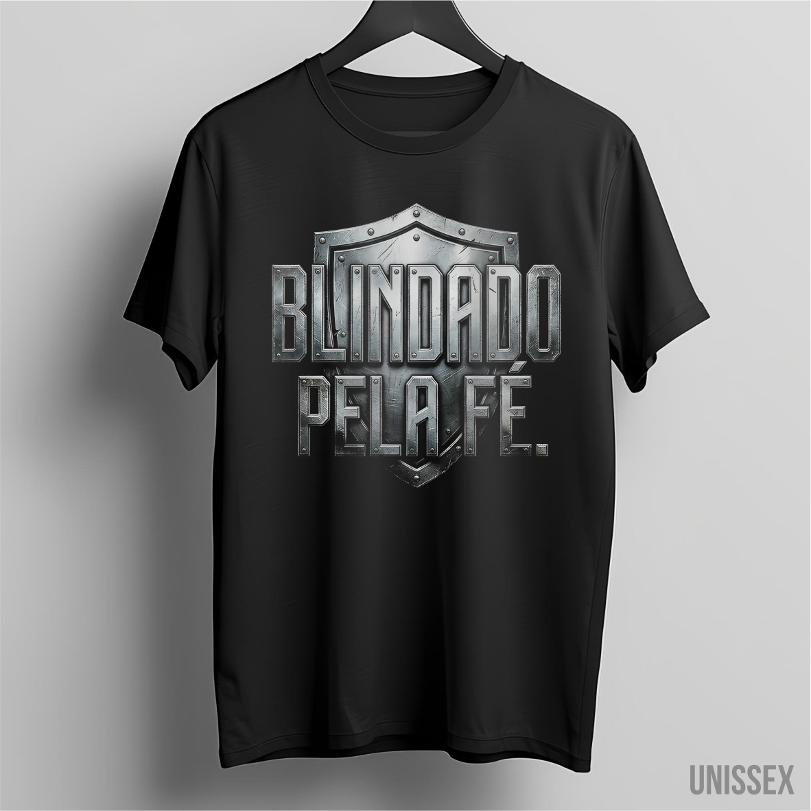 Nome do produto: Camiseta Unissex - Blindado pela Fé 