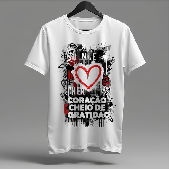 Camiseta Coração Cheio de Gratidão