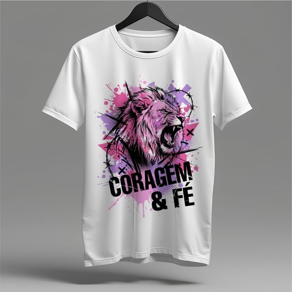 Camiseta Lion Courage & Faith: O Rugido da Vitória