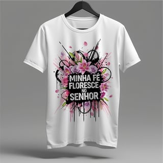 Camiseta Minha Fé Floresce: Raízes na Graça