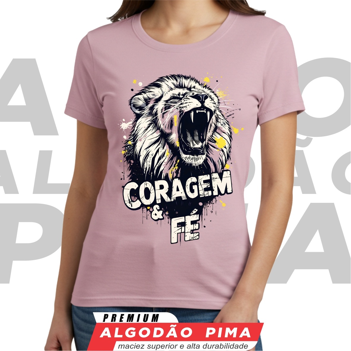 Nome do produto: Baby Long - Lion Pink: Coragem & Fé