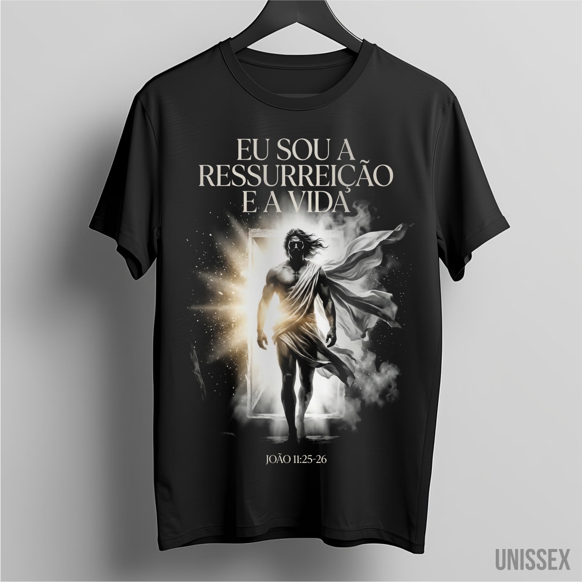 Nome do produto: Camiseta Jesus: Ressurreição e Vida