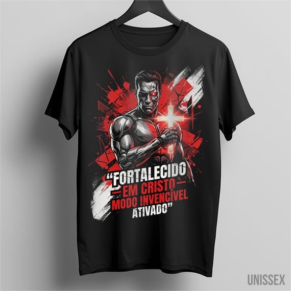 Camiseta Fortalecido em Cristo: Modo Invencível