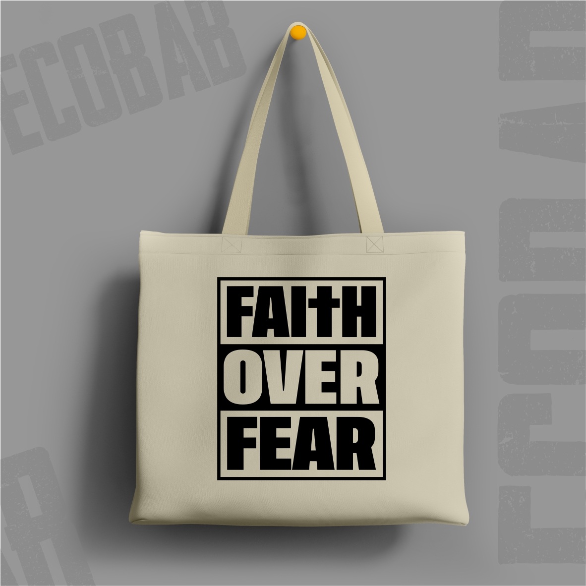 Nome do produto: Ecobag Faith Over Fear: Coragem no Cotidiano