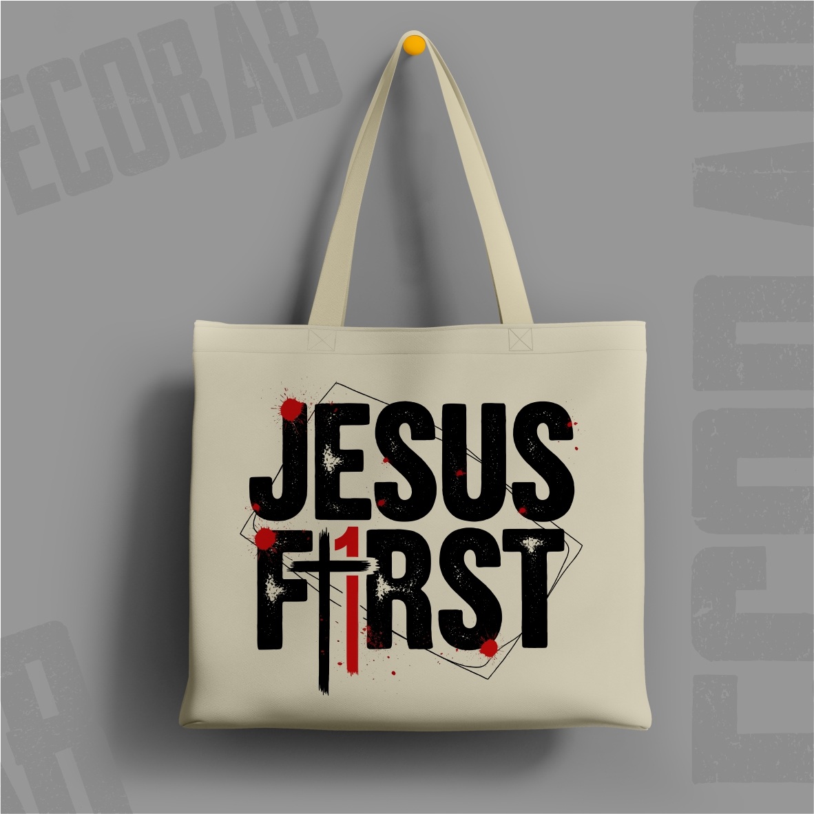 Nome do produto: Ecobag Jesus First: O Alicerce da Fé