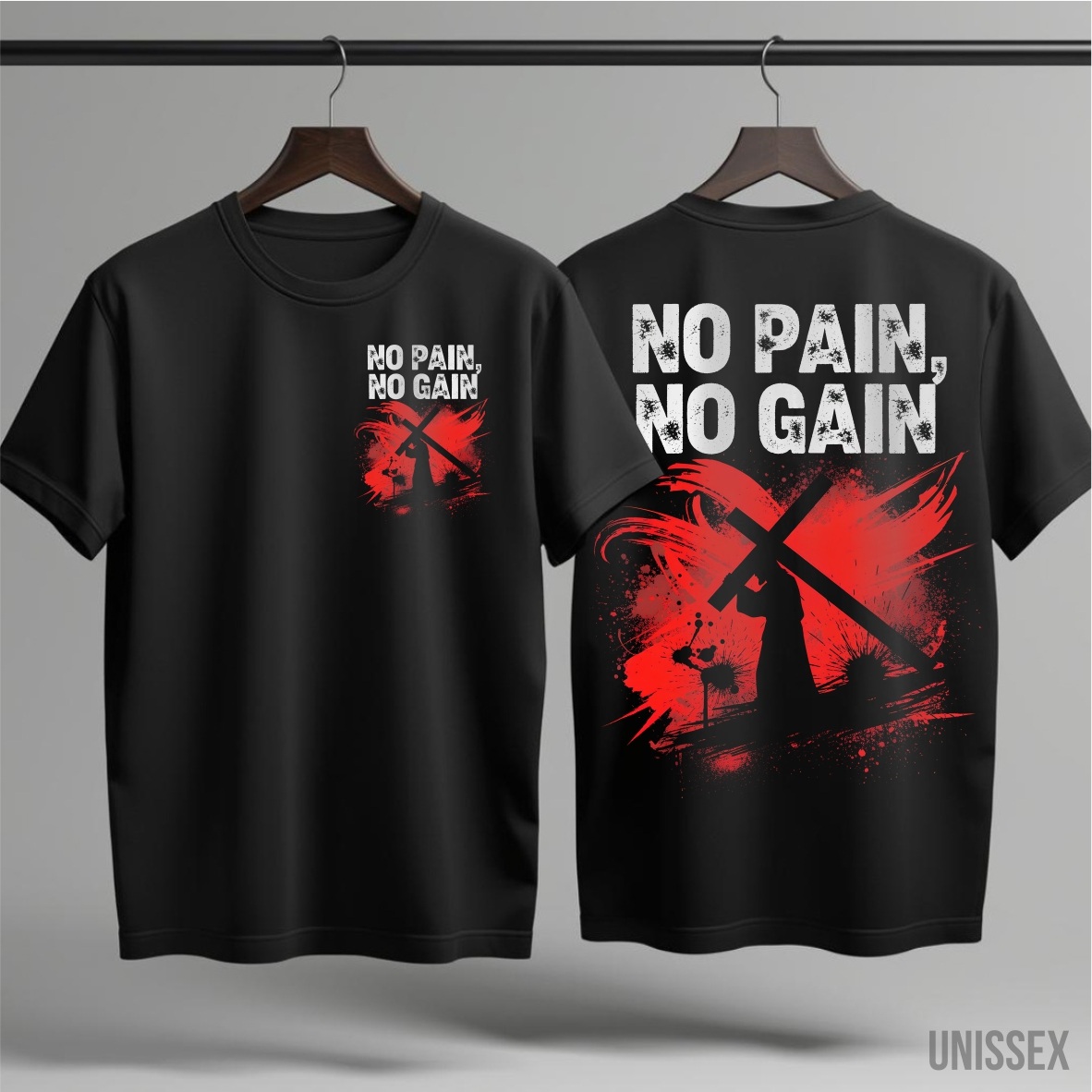 Camiseta Frente e Costas - No Pain, No Gain: O Preço da Vitória