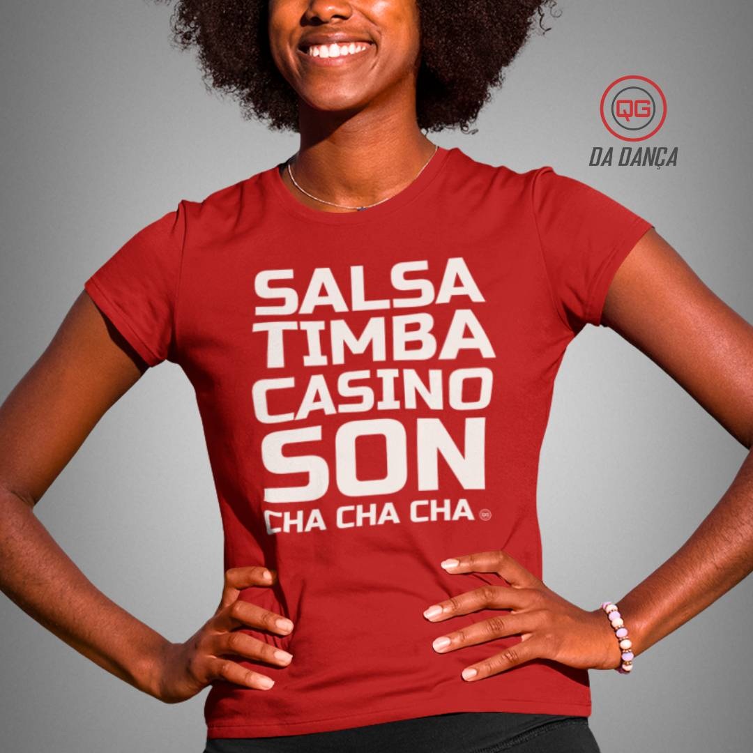 Nome do produto: Camiseta de Dança Feminina - Família Salsera