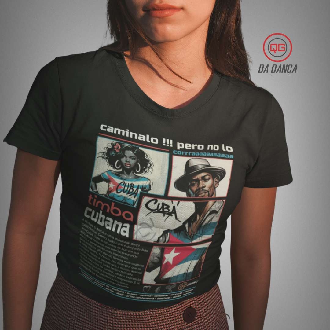 Nome do produto: Camiseta de Dança Feminina - Timba Cubana