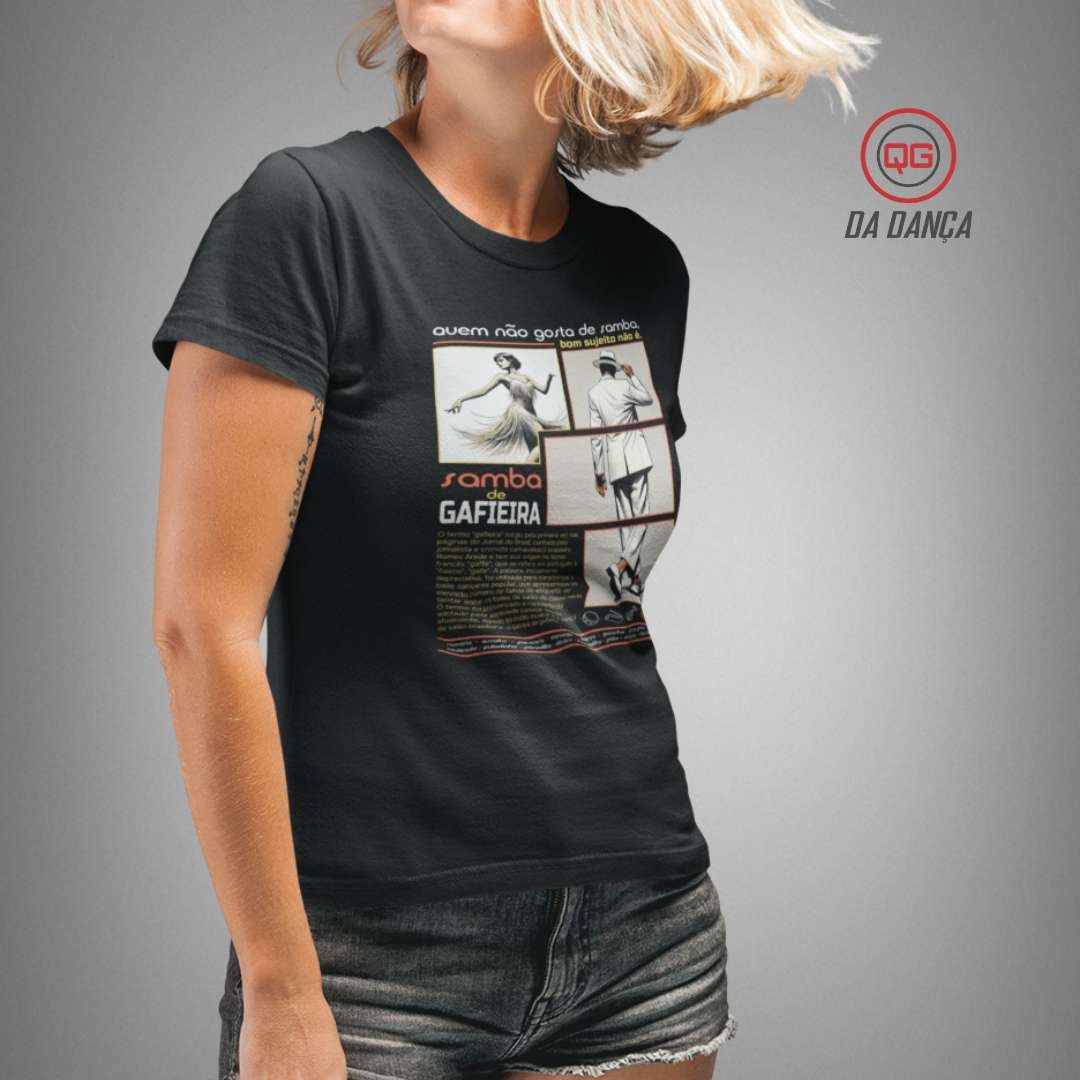 Nome do produto: Camiseta de Dança Feminina - Samba de Gafieira