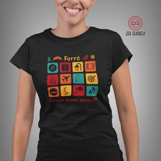 Nome do produto Camiseta de Dança Feminina - Passos de Forró