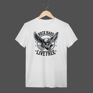 Nome do produto Camiseta Quality | Rock Hard - Live Free