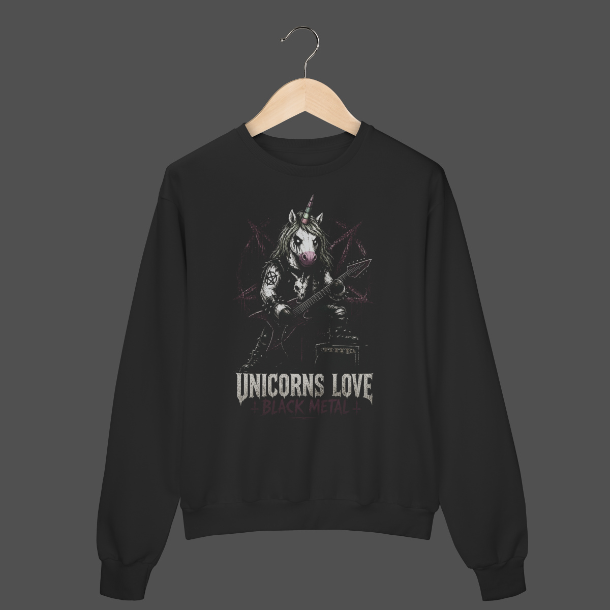Nome do produto: Moletom Fechado Prime | Unicorns Love Black Metal