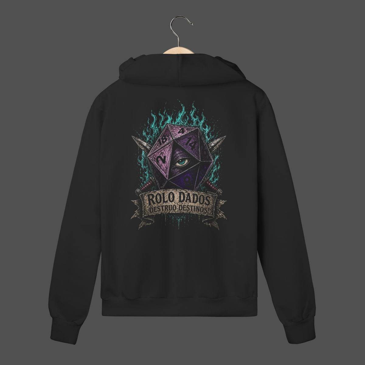 Nome do produto: Moletom C/ Zíper Prime | Rolo Dados - Destruo Destinos!