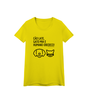 Nome do produto Baby look - Cão late e Gato mia