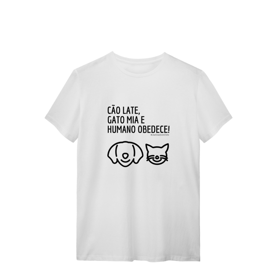 Camiseta - Cão late e Gato mia