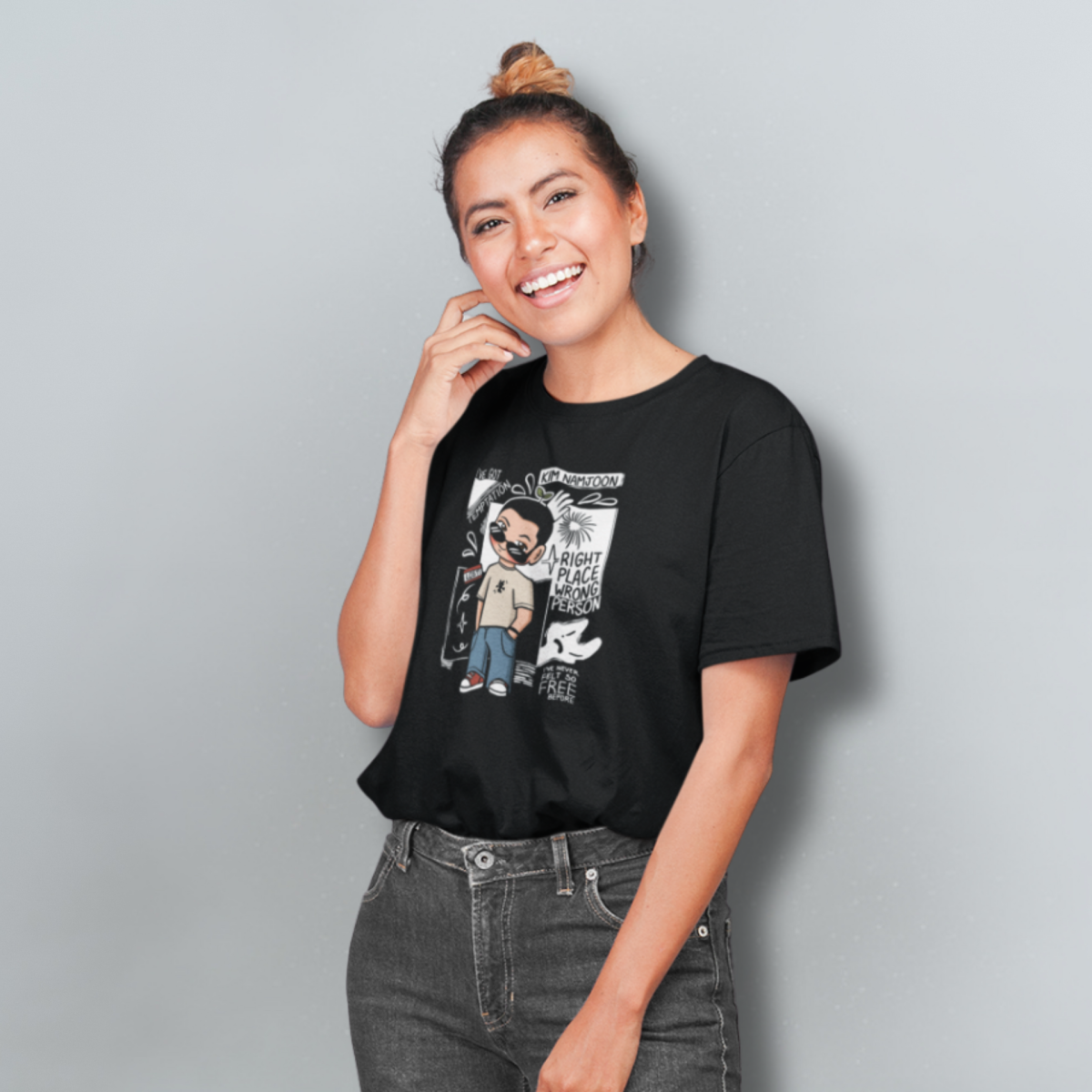 T-Shirt Prime Camiseta RPWP — RM BTS | Cores Preta & Verde Musgo em madde