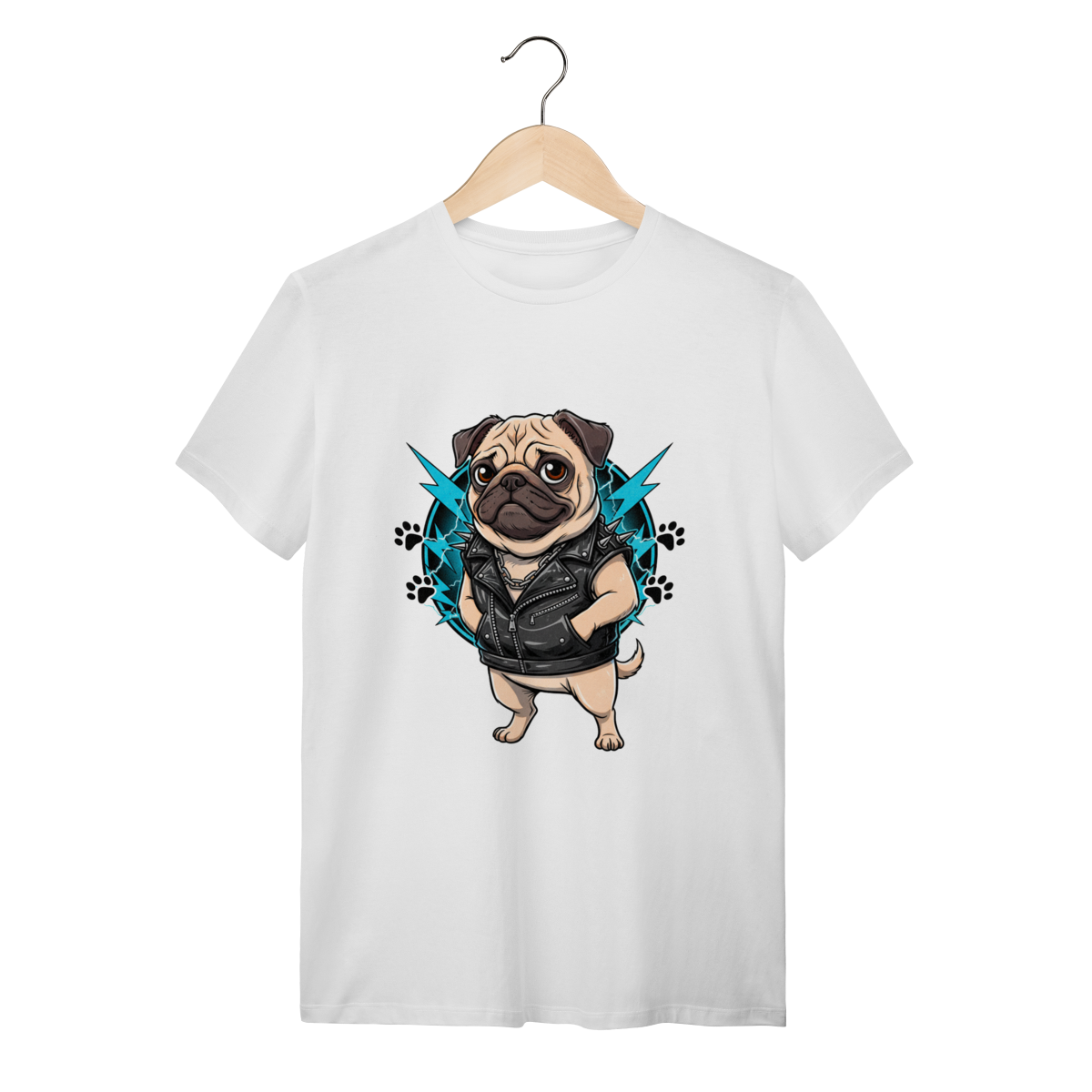 Nome do produto: Camiseta Pug Rocker Heavy Metal – Roupa de Cachorro com Atitude Punk