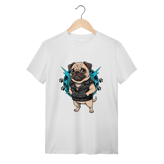 Camiseta Pug Rocker Heavy Metal – Roupa de Cachorro com Atitude Punk